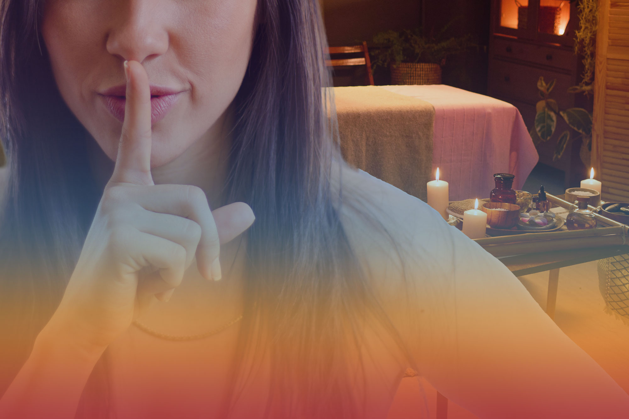 Relaxing atmosphere with candles and decor.